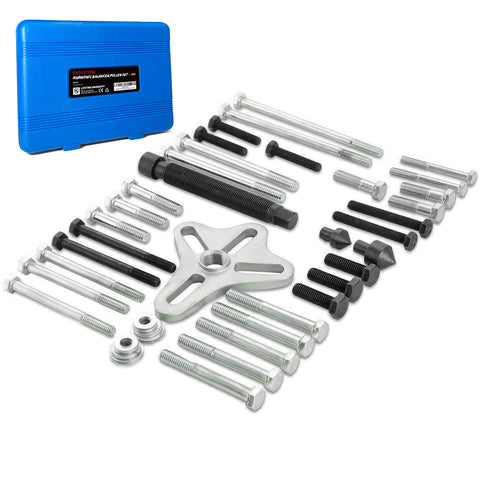 Thorstone 46pcs Harmonic Balancer Puller Set, Steering Wheel Puller, Reinforced heavy-duty steering wheel flywheel crankshaft pulley puller tool kit with 30 bolts