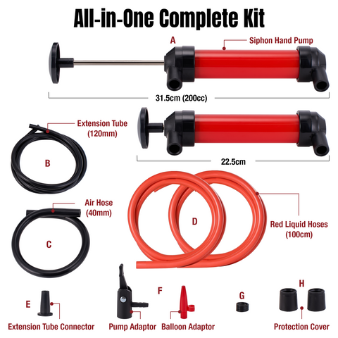 Thorstone 200cc Siphon Fluid Transfer Pump Kit With Max 86 Inch Long Hoses