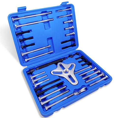 Thorstone 46pcs Harmonic Balancer Puller Set, Steering Wheel Puller, Reinforced heavy-duty steering wheel flywheel crankshaft pulley puller tool kit with 30 bolts