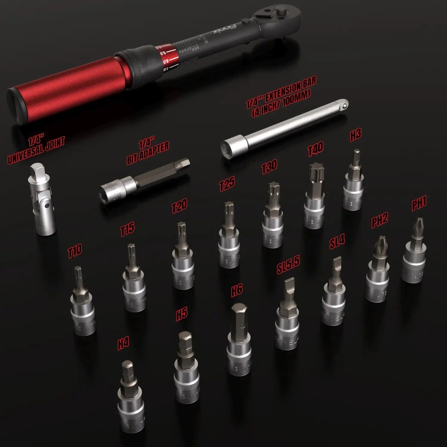 Finnix 1/4-inch Torque Wrench Set | 10-150 in.-lb.| 90-Tooth Gear (18 Pcs)