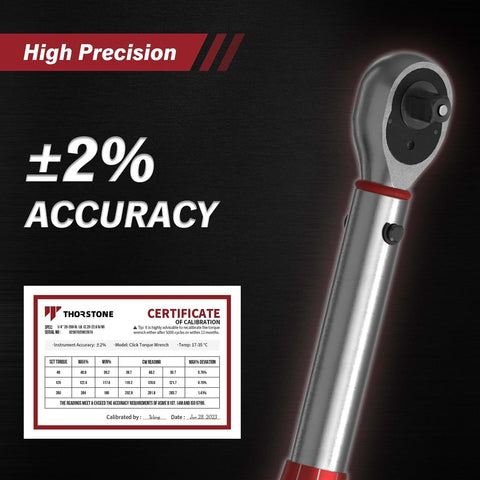Thorstone 1/4-inch Drive Click Torque Wrench 20-200 in.-lb./ 2.26~22.6 Nm, 72-Tooth Gear
