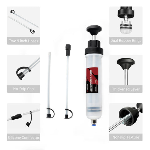 Thorstone 200CC Automotive Fluid Extractor Pump, Oil Change Syringe with Hose, Manual Fuel Suction & Filler, Fluid Oil Change Evacuator (7 Oz./0.21 Qt./200 CC)