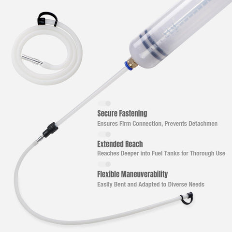 Thorstone 200CC Automotive Fluid Extractor Pump with Long Rubber Hose, Oil Change Syringe with Hose, Manual Fuel Suction & Filler, Fluid Oil Change Evacuator (7 Oz./0.21 Qt./200 CC)