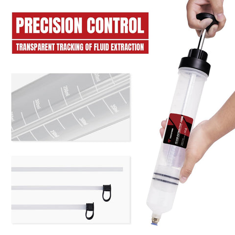 Thorstone 500CC Automotive Fluid Extractor Pump with Long Rubber Hose, Oil Change Syringe, Manual Fuel Suction & Filler, Fluid Oil Change Evacuator (17.6 Oz./0.53 Qt./500 CC)