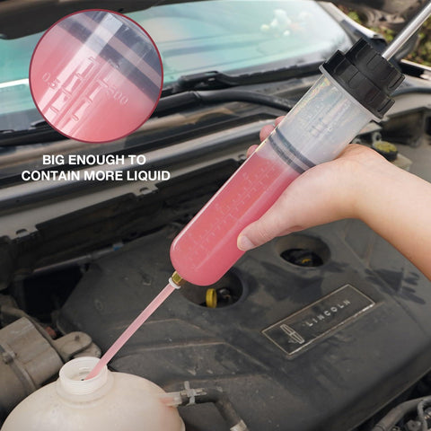 Thorstone 500CC Automotive Fluid Extractor Pump, Oil Change Syringe with Hose, Manual Fuel Suction & Filler, Fluid Oil Change Evacuator (17.6 Oz./0.53 Qt./500 CC)