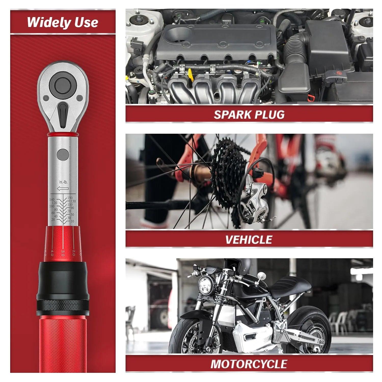 Thorstone 1/4-inch Drive Click Torque Wrench, 10-150 in.-lb./1.1~16.9 Nm, 90-Tooth Gear